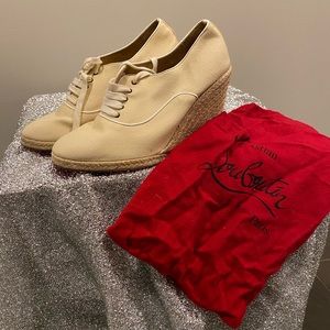 Tan Louboutin Wedges